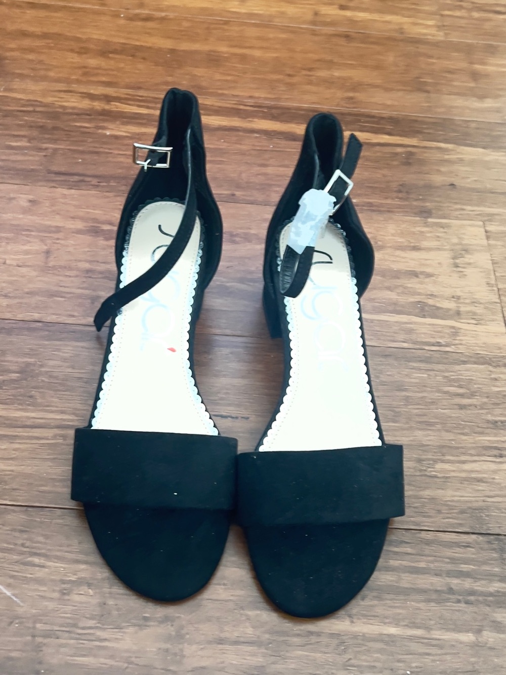Sugar Black Suede Ankle Strap Heels